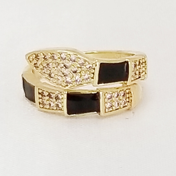 Snake Stackable Women's Ring.  Black. 14K Gold Plated. New - Picture 11 of 12